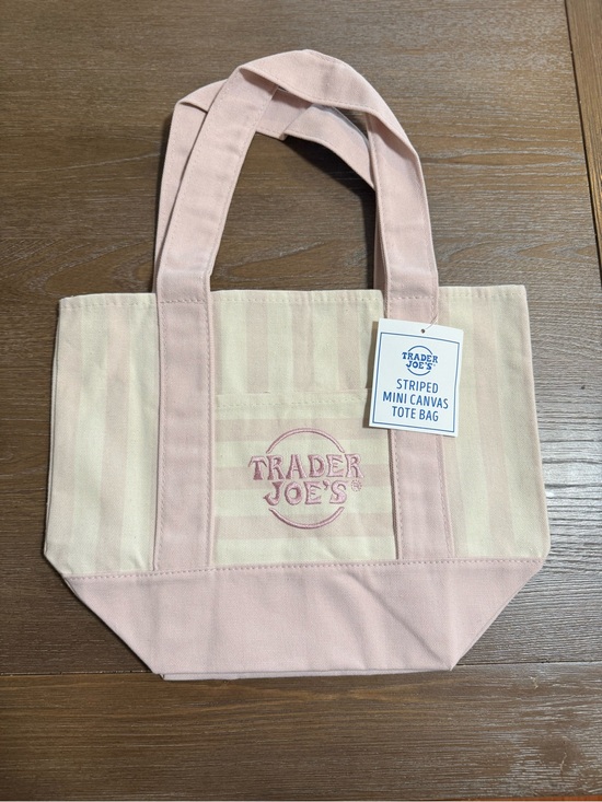 Trader Joe'S Handbags - Trader Joe’s Pink Striped Mini Canvas Tote Bag